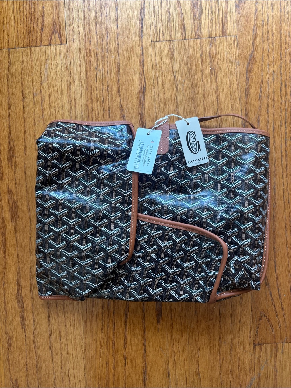Goyard Brown and Black Chevron Canvas Weekender Tote - Picture 1 of 11